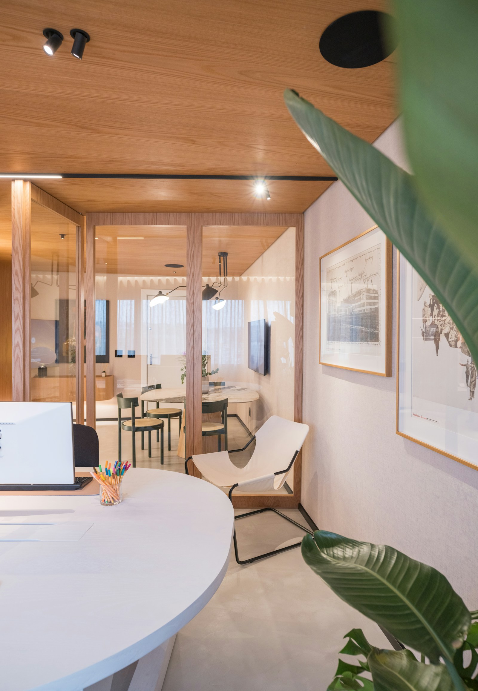 Warm wood and glass interior styling for a home or homestay